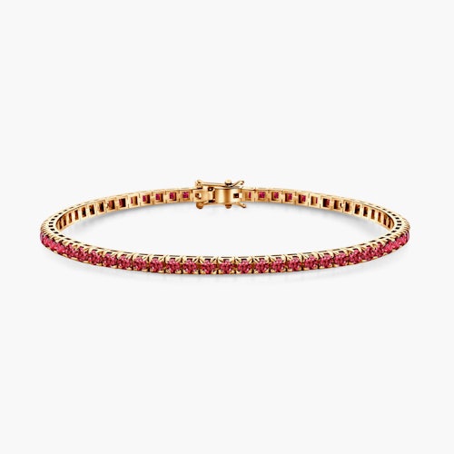 Bransoletka tenisowa Luminy 3,0mm: złota, rubiny